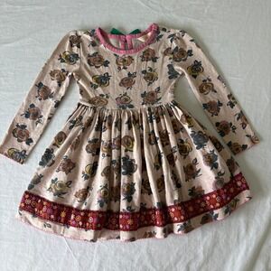 Matilda Jane Girls Floral Long Sleeve Dress Pink Orange Size 2 2T Boho Keyhole